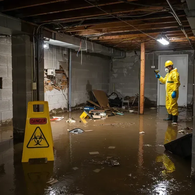 Flooded Basement Electrical Hazard in Linton, IN Property