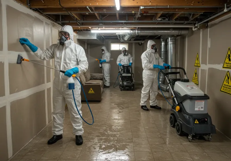 Basement Moisture Removal and Structural Drying process in Linton, IN